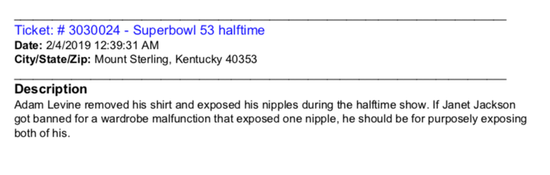 Illustration for article titled America Vs. Adam Levine's Nipples: All The FCC Viewer Complaints About The Super Bowl Halftime Show